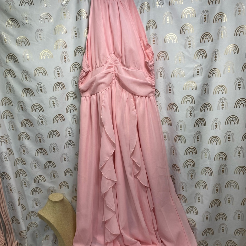 Elegant Retro Pink Halter Dress SHEIN Mod